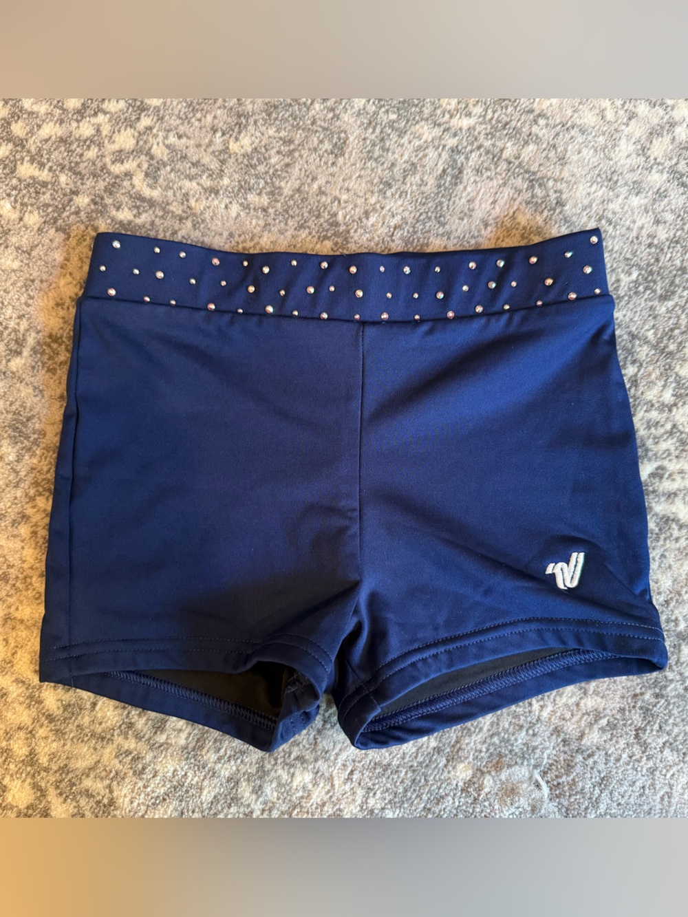 Varsity Navy Kids Cheer Shorts with Studded Waistband  size YL NWOT